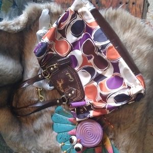 Multi Color Signature Coach Shoulder Bag